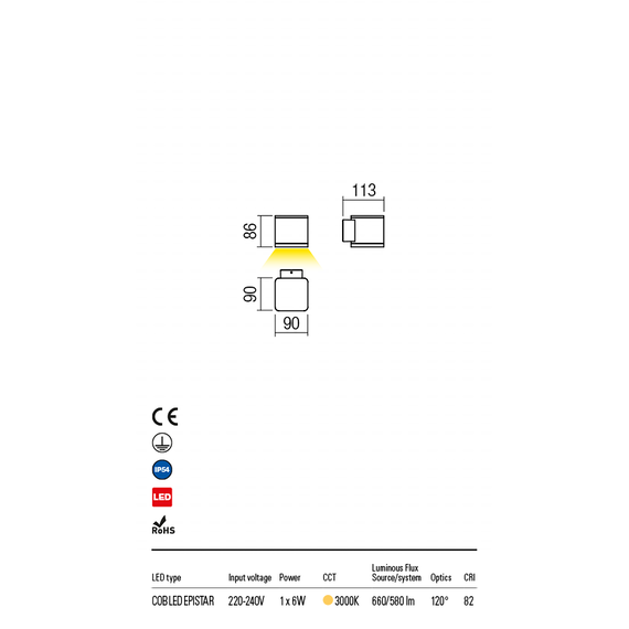 LED Външен аплик BETA 9080 Redo IP54 6W 3000K | Osvetlenieto.bg LED Външен аплик BETA 9080 Redo IP54 6W 3000K | Osvetlenieto.bg