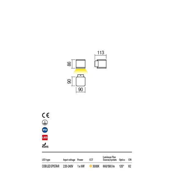LED Външен аплик BETA 9080 Redo IP54 6W 3000K | Osvetlenieto.bg