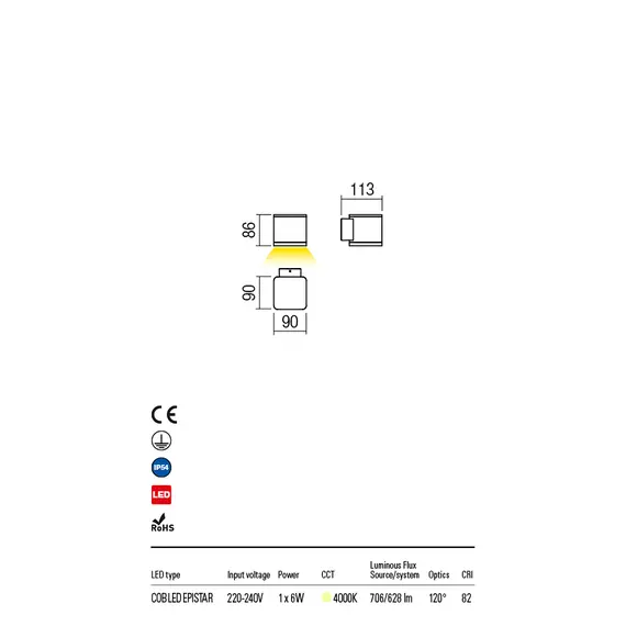 LED Външен аплик BETA 9081 Redo IP54 6W 4000K | Osvetlenieto.bg