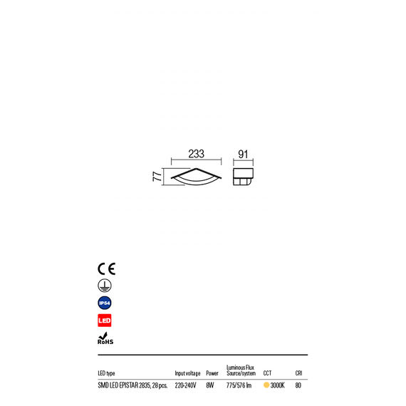 LED Външен аплик CHALET 90001 Redo IP54 8W 3000K | Osvetlenieto.bg