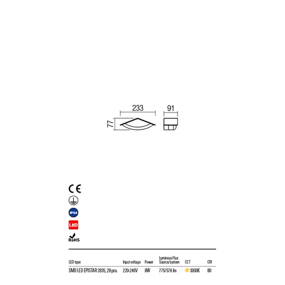 LED Външен аплик CHALET 90001 Redo IP54 8W 3000K | Osvetlenieto.bg