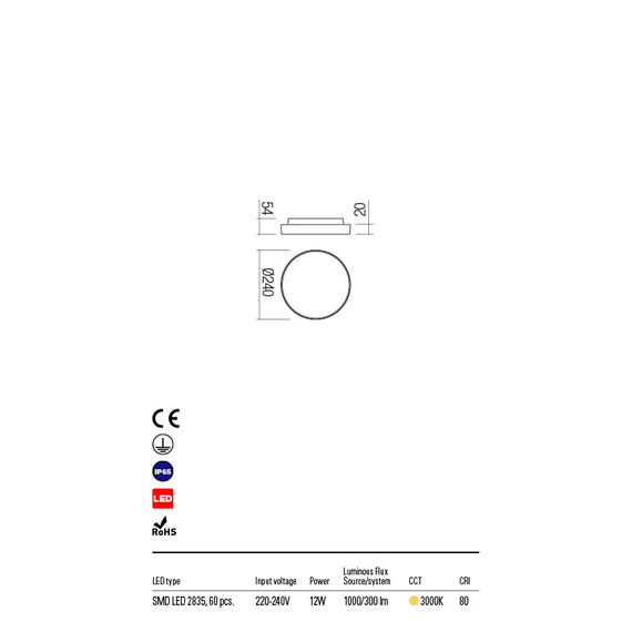 LED Външен аплик DISCUS 90064 Redo IP65 | Osvetlenieto.bg