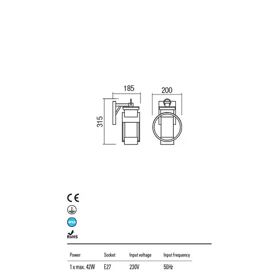 Външен аплик COMPASS 9571 Redo IP23 | Osvetlenieto.bg