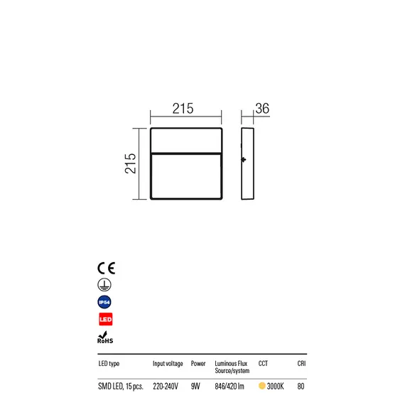 LED Външен аплик EVEN 9625 Redo IP54 | Osvetlenieto.bg