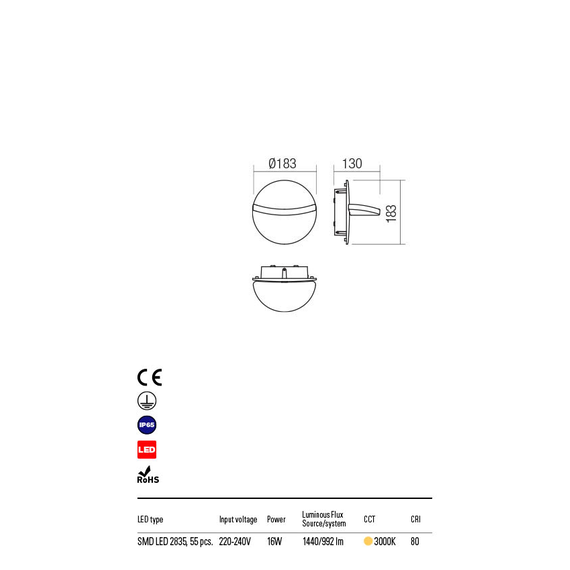 LED Външен аплик GIMBAL 90068 Redo IP65 | Osvetlenieto.bg