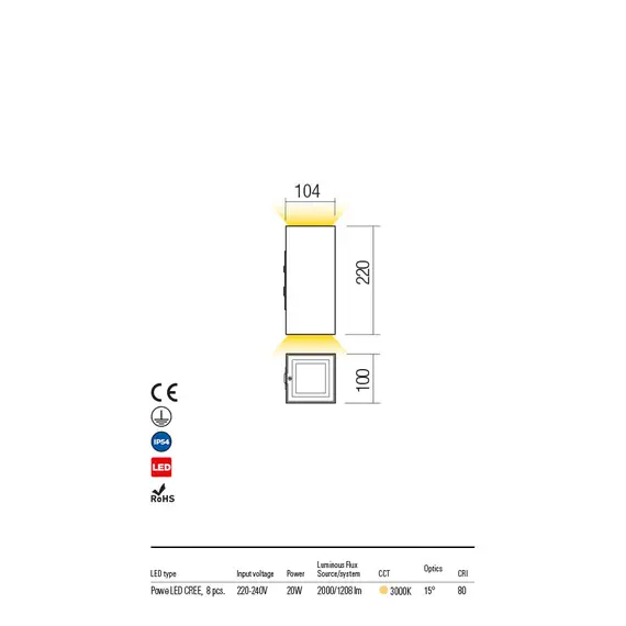 LED Външен аплик HUB 90232 Redo IP54 | Osvetlenieto.bg
