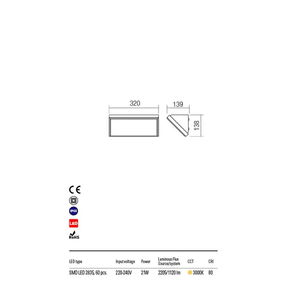 LED Външен аплик MAKO 90160 Redo IP65 | Osvetlenieto.bg