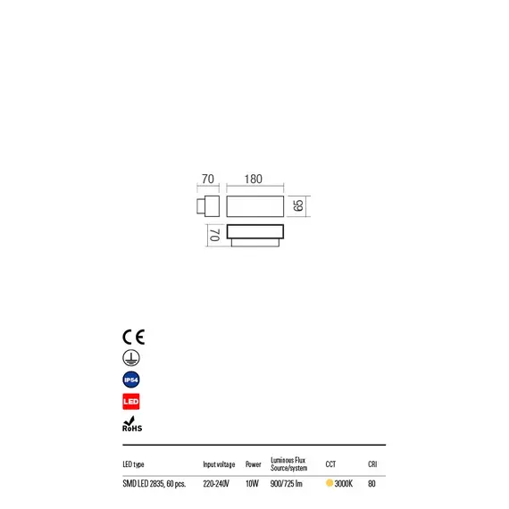 LED Външен аплик PLANIT 90095 Redo IP54 | Osvetlenieto.bg