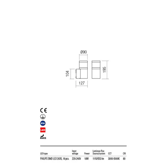 LED Външен аплик POD 90054 Redo IP54 | Osvetlenieto.bg