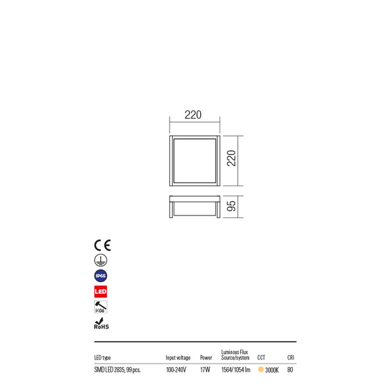 LED Външен аплик SCRIGNO 90241 Redo IP65 | Osvetlenieto.bg