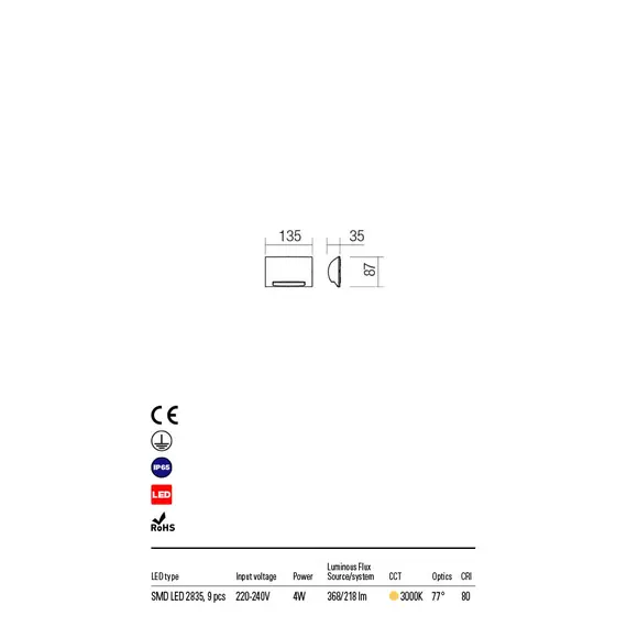LED Външен аплик SLOT 90122 Redo IP65 | Osvetlenieto.bg