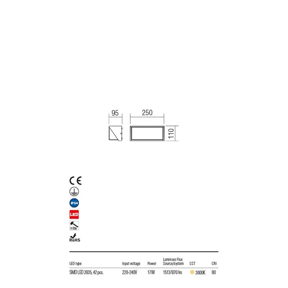 LED Външен аплик SPECTRA 90239 Redo IP54 | Osvetlenieto.bg
