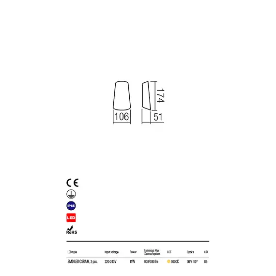 LED Външен аплик TWILL Wall 9535 Redo IP65 | Osvetlenieto.bg