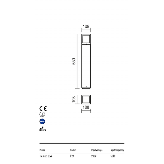 Градински стълб  BRICK 9644 Redo IP54 | Osvetlenieto.bg