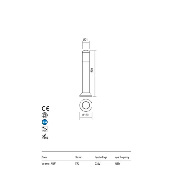 Градински стълб PENCIL 90240 Redo IP44 | Osvetlenieto.bg