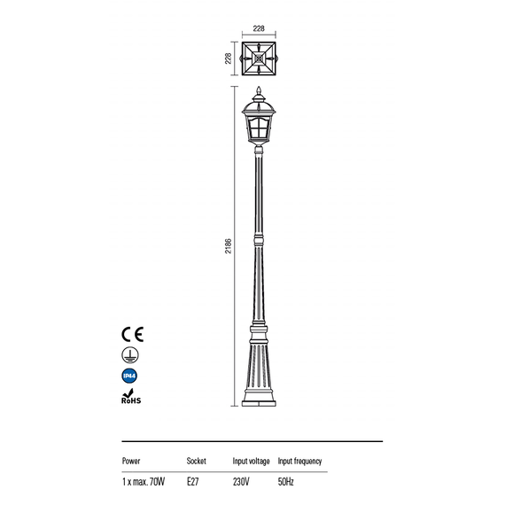 Градински стълб YORK 9654 Redo IP44 | Osvetlenieto.bg