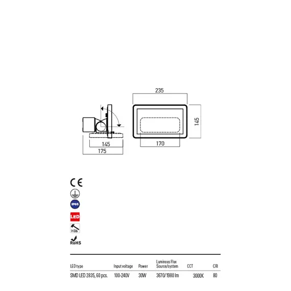 LED Фасаден прожектор FLUX 90243 Redo IP65 | Osvetlenieto.bg
