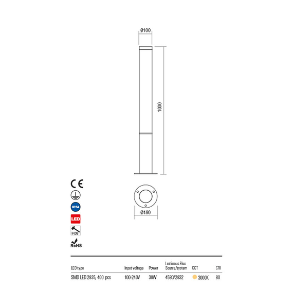LED Градински стълб  HINT 90277 Redo IP54 | Osvetlenieto.bg