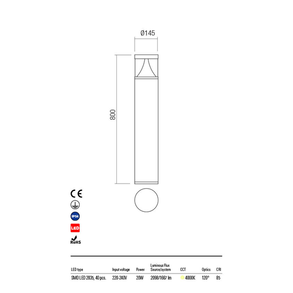 LED Градински стълб  PALACE 90162 Redo IP54 | Osvetlenieto.bg LED Градински стълб  PALACE 90162 Redo IP54 | Osvetlenieto.bg