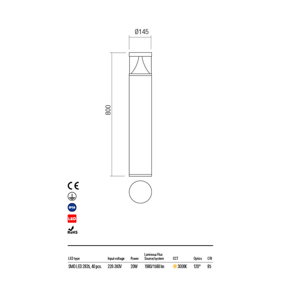 LED Градински стълб  PALACE 90164 Redo IP54 | Osvetlenieto.bg LED Градински стълб  PALACE 90164 Redo IP54 | Osvetlenieto.bg