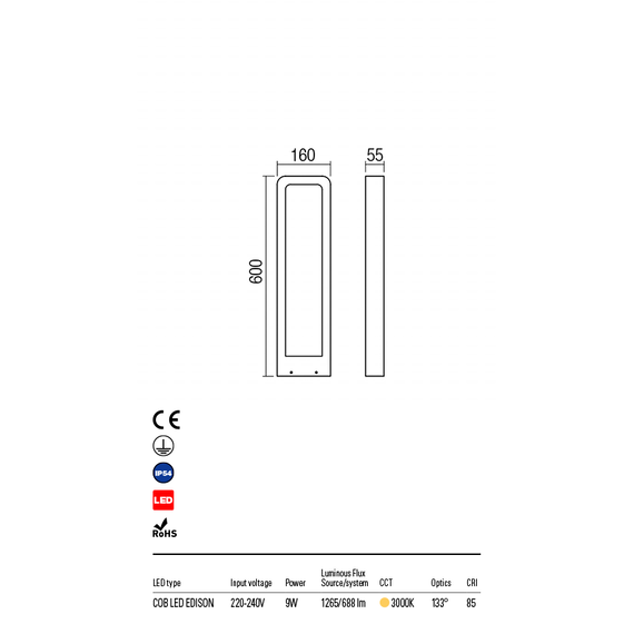 LED Градински стълб  RADEON 90013 Redo IP54 | Osvetlenieto.bg
