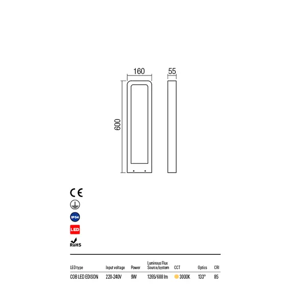 LED Градински стълб  RADEON 90014 Redo IP54 | Osvetlenieto.bg