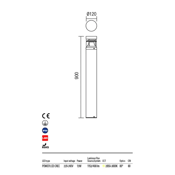 LED Градински стълб  SPARK 9941 Redo IP54 | Osvetlenieto.bg