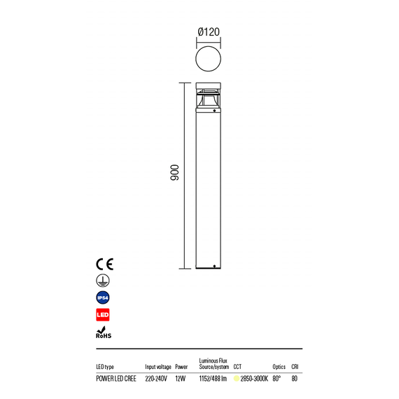 LED Градински стълб  SPARK 9941 Redo IP54 | Osvetlenieto.bg