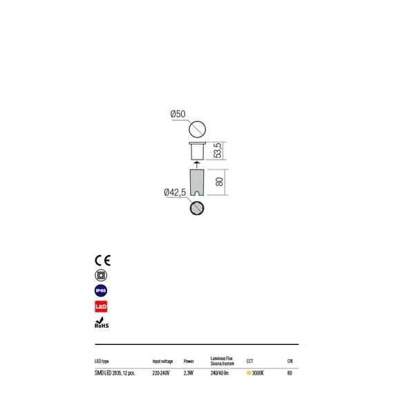 LED Луна за вграждане в земя XPI 90043 Redo IP65 | Osvetlenieto.bg
