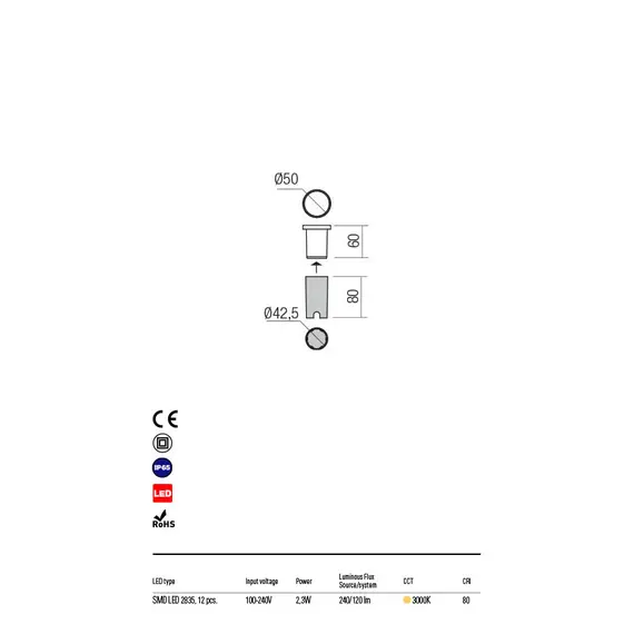LED Луна за вграждане в земя XPI 90044 Redo IP65 | Osvetlenieto.bg