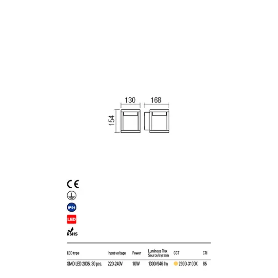 LED Външен аплик XIERA 9564 Redo IP54 | Osvetlenieto.bg