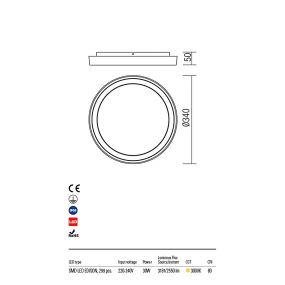 LED Външен плафон BEZEL 9184 Redo IP54 | Osvetlenieto.bg