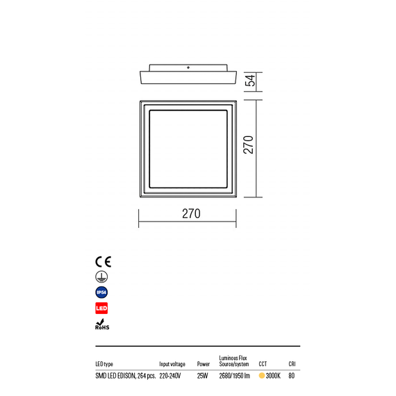 LED Външен плафон BEZEL 9186 Redo IP54 | Osvetlenieto.bg