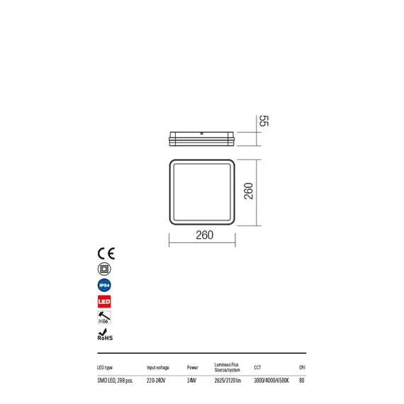 LED Външен плафон ISOLA 90288 Redo IP54 | Osvetlenieto.bg