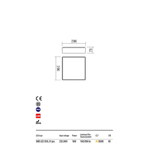 LED Външен плафон MARINA 90158 Redo IP65 | Osvetlenieto.bg