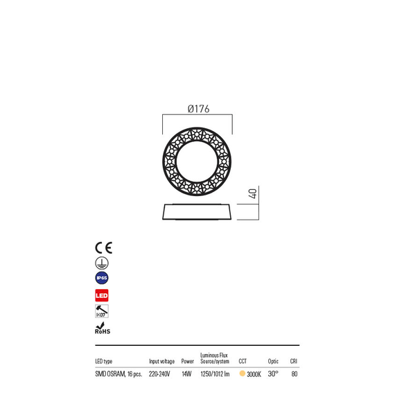 LED Външен плафон OKU 90265 Redo IP65 | Osvetlenieto.bg