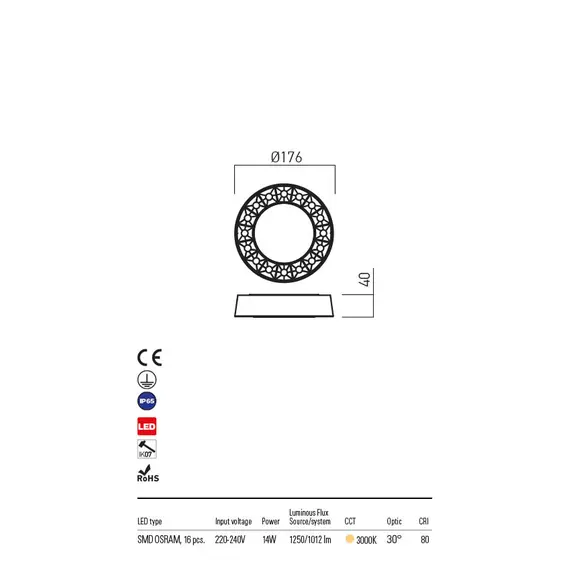 LED Външен плафон OKU 90265 Redo IP65 | Osvetlenieto.bg