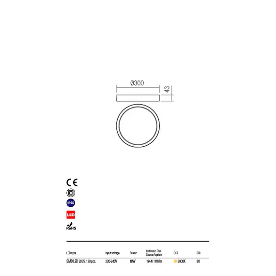 LED Външен плафон PONZA 90156 Redo IP65 | Osvetlenieto.bg