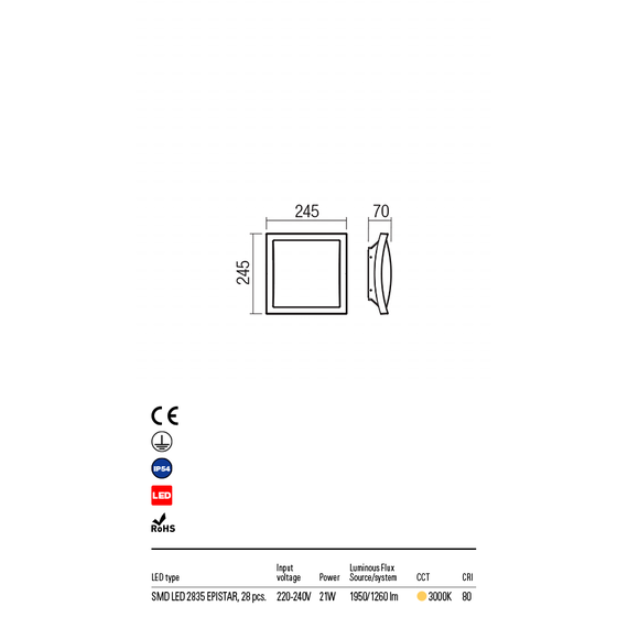 LED Външен плафон TALLIN 90007 Redo IP54 | Osvetlenieto.bg
