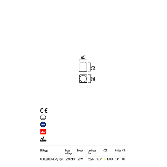 LED Външен плафон XIA 90029 Redo IP54 | Osvetlenieto.bg
