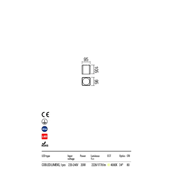 LED Външен плафон XIA 90031 Redo IP54 | Osvetlenieto.bg