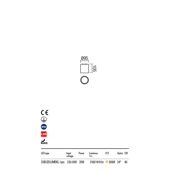 LED Външен плафон XIA 9583 Redo IP54 | Osvetlenieto.bg
