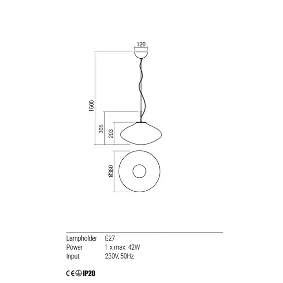 Полилей ABSOLUTE 01-1619 Redo 1X42W E27 D380 SMOKY GREY SHADOW | Osvetlenieto.bg