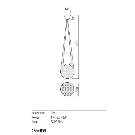 Полилей ALLURIA 01-1973 Redo 1xE27 D300mm | Osvetlenieto.bg
