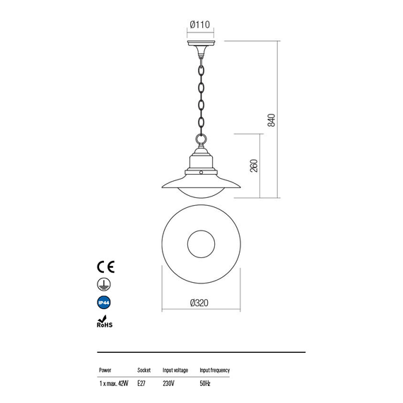 Висяща лампа ELIO 90094 Redo IP44 | Osvetlenieto.bg Висяща лампа ELIO 90094 Redo IP44 | Osvetlenieto.bg