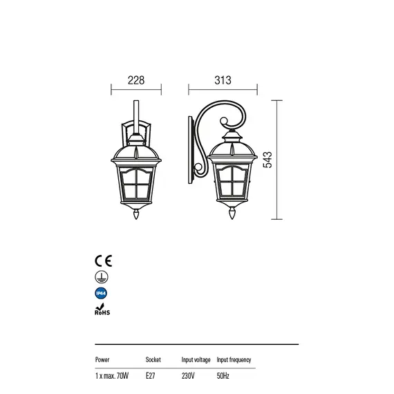 Външен аплик YORK 9647 Redo IP44 | Osvetlenieto.bg