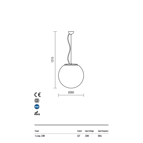 Външна висяща лампа BALOO 9974 Redo IP44 | Osvetlenieto.bg