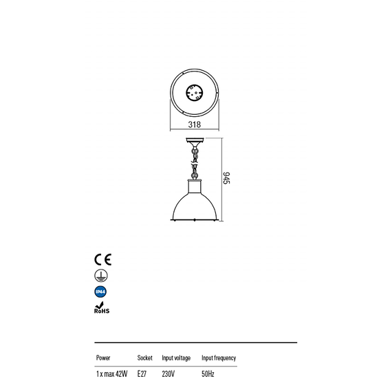 Външна висяща лампа WORK 9527 Redo IP44 | Osvetlenieto.bg