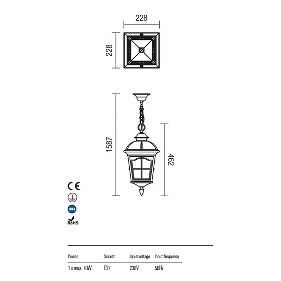 Външна висяща лампа YORK 9649 Redo IP44 | Osvetlenieto.bg