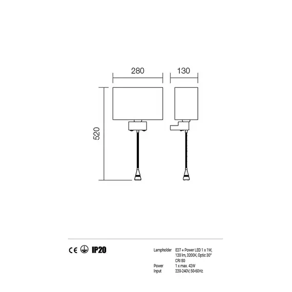 Аплик ENJOY 01-679 BR Redo 1X42W E27 + LED 1X1W 3000K | Osvetlenieto.bg